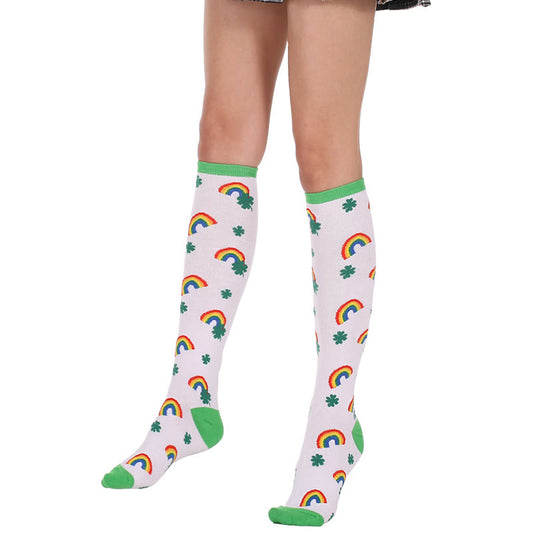 Kniestrümpfe mit Regenbogenmotiv (3 Paar) - Weiß - EU36-40 (US3-7) - image 0