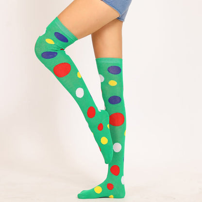 Oberschenkelhohe Socken mit bunten Punkten (5 Paar)