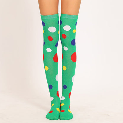 Oberschenkelhohe Socken mit bunten Punkten (5 Paar)