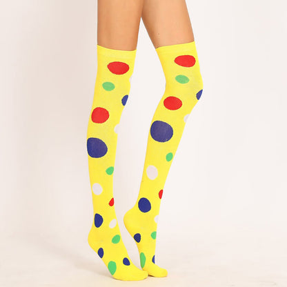 Oberschenkelhohe Socken mit bunten Punkten (5 Paar)