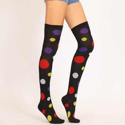 Oberschenkelhohe Socken mit bunten Punkten (5 Paar)