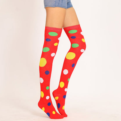 Oberschenkelhohe Socken mit bunten Punkten (5 Paar)