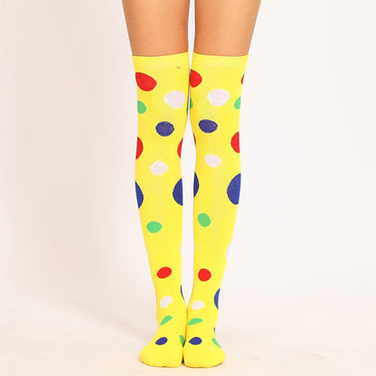 Oberschenkelhohe Socken mit bunten Punkten (5 Paar)