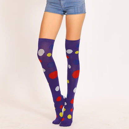 Oberschenkelhohe Socken mit bunten Punkten (5 Paar)