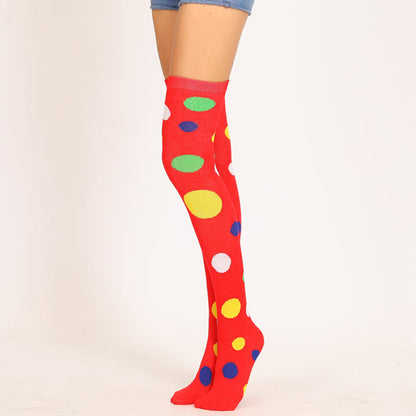 Oberschenkelhohe Socken mit bunten Punkten (5 Paar)