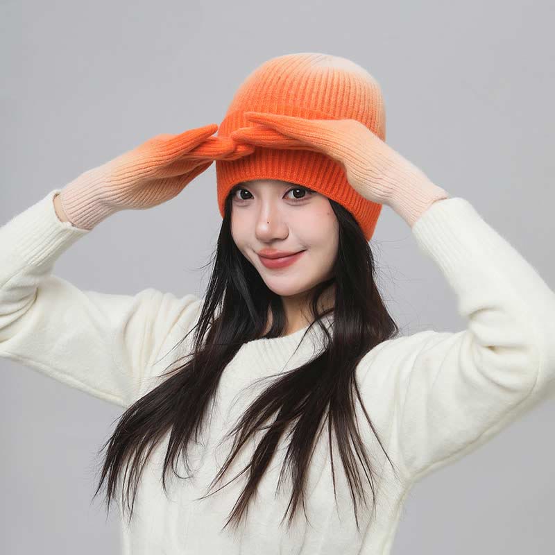 2-in-1-Set mit Handschuhen und Beanie in Farbverlaufsfarbe - image 3