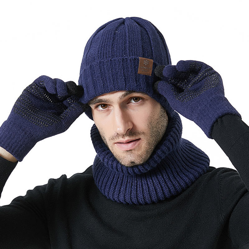 Modisches warmes 3-in-1-Set mit Handschuhen, Mütze und Schal