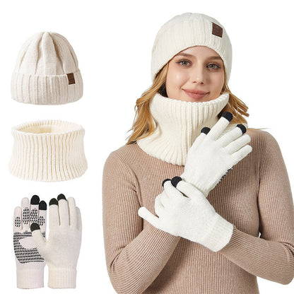 Modisches warmes 3-in-1-Set mit Handschuhen, Mütze und Schal