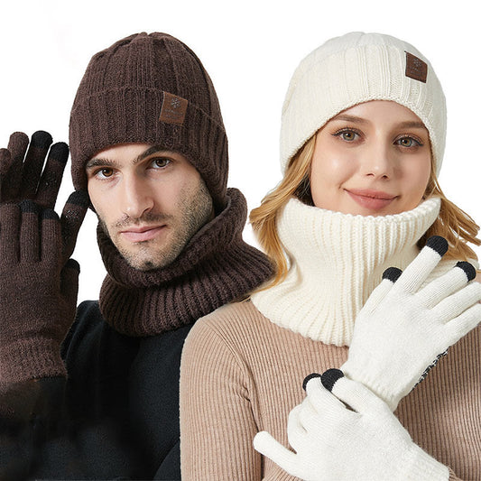 Modisches warmes 3-in-1-Set mit Handschuhen, Mütze und Schal