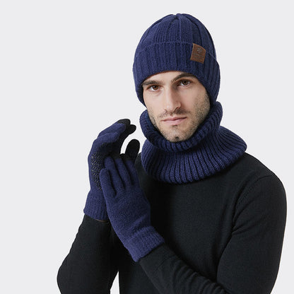 Modisches warmes 3-in-1-Set mit Handschuhen, Mütze und Schal