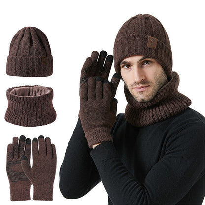 Modisches warmes 3-in-1-Set mit Handschuhen, Mütze und Schal