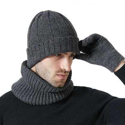 Modisches warmes 3-in-1-Set mit Handschuhen, Mütze und Schal