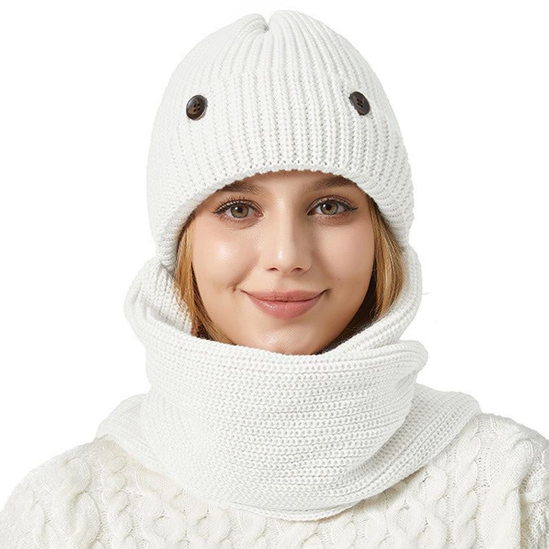 Ohrenschutz Beanie Schal 2 in 1 Set - Weiß - Einheitsgröße - image 4
