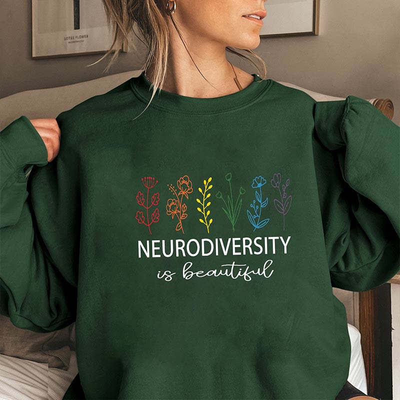 Sweatshirt mit Blumen-Text in Übergröße - Dunkelgrün - 3XL - image 5