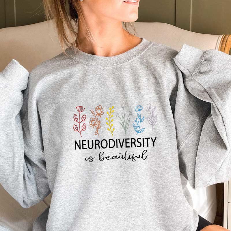 Sweatshirt mit Blumen-Text in Übergröße - Grau - 3XL - image 1