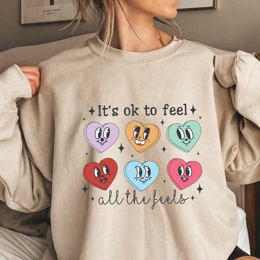Sweatshirt mit „Love Emoticon“ in Übergröße - Khaki - 3XL - image 0