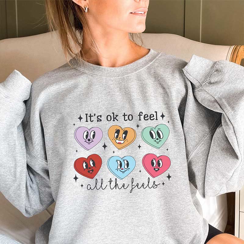 Sweatshirt mit „Love Emoticon“ in Übergröße - Grau - 3XL - image 1