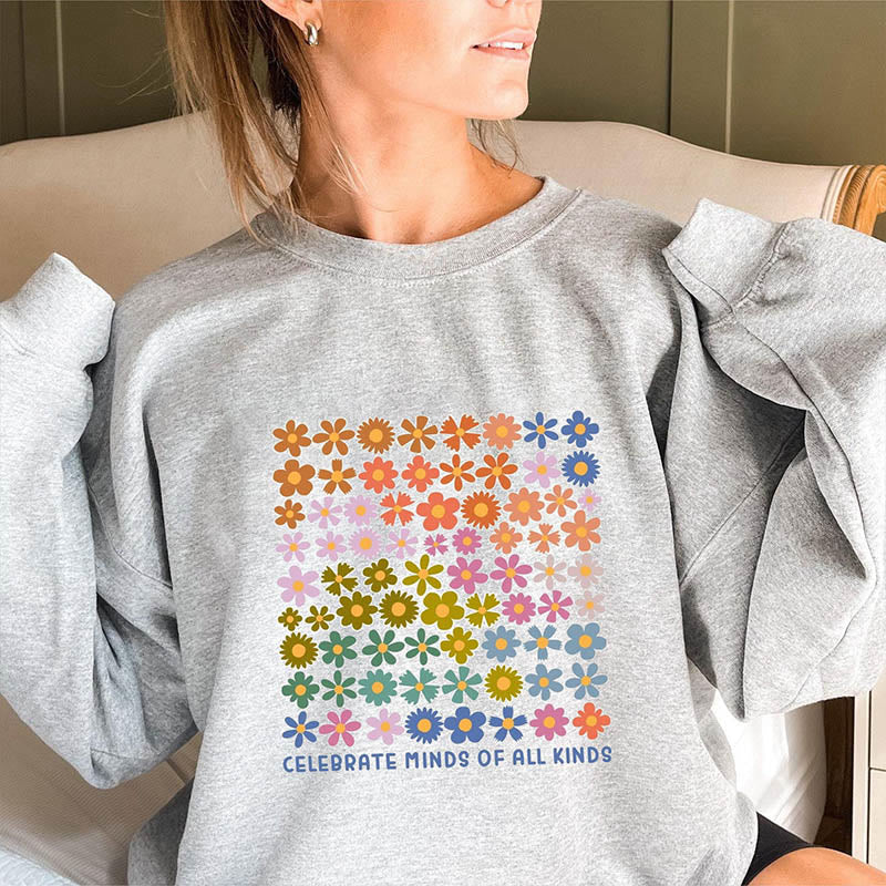 Süßes Blumen-Sweatshirt in Übergröße - Grau - 3XL - image 1