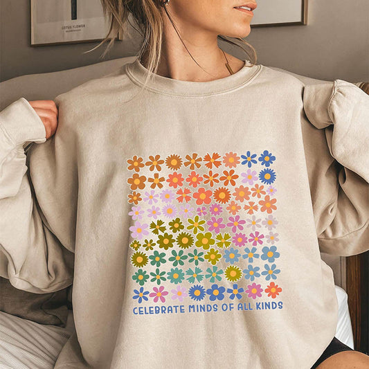 Süßes Blumen-Sweatshirt in Übergröße - Khaki - 3XL - image 0