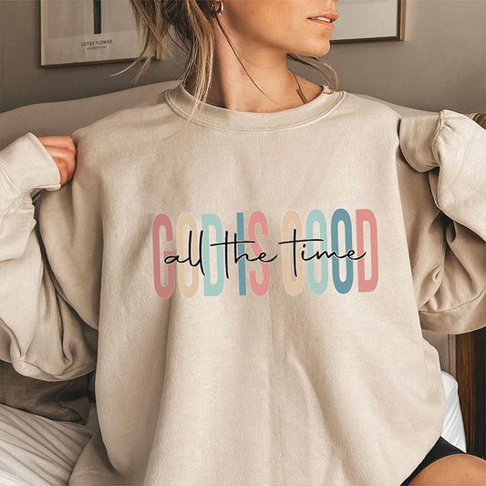 Sweatshirt mit Gott-Motiv in Übergröße - Khaki - 3XL - image 0
