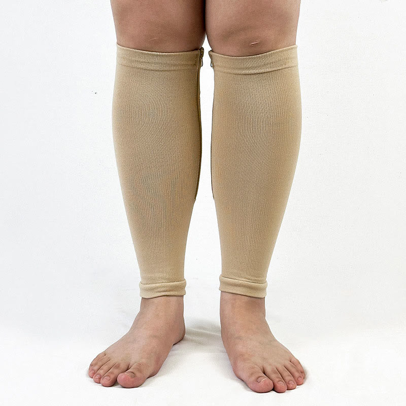 2XL-7XL Kompressionsstrümpfe mit weitem Wadenreißverschluss in Übergröße (2 Paar) - Nackt - 7XL - image 2