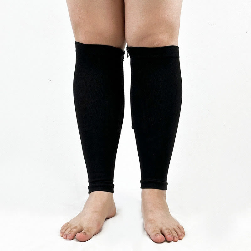 Kompressionsstrümpfe mit Reißverschluss in Übergröße, Weite Wade, Größen 2XL- 7XL (2 Paar) - Schwarz - 7XL - image 0