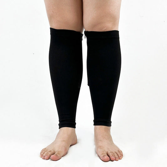 Kompressionsstrümpfe mit Reißverschluss in Übergröße, Weite Wade, Größen 2XL- 7XL (2 Paar) - Schwarz - 7XL - image 0