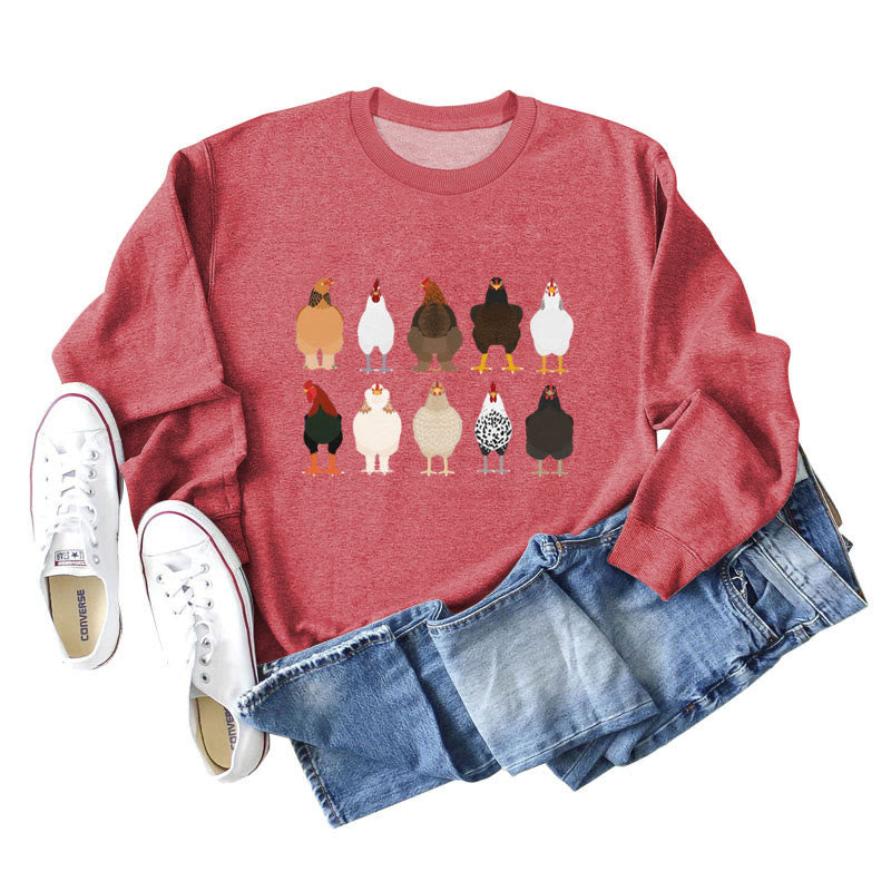 Sweatshirt mit Küken-Print in Übergröße - Rot - 2XL - image 11