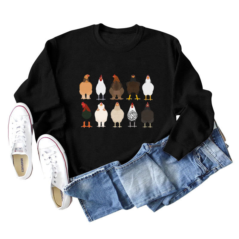 Sweatshirt mit Küken-Print in Übergröße - Schwarz - 2XL - image 2