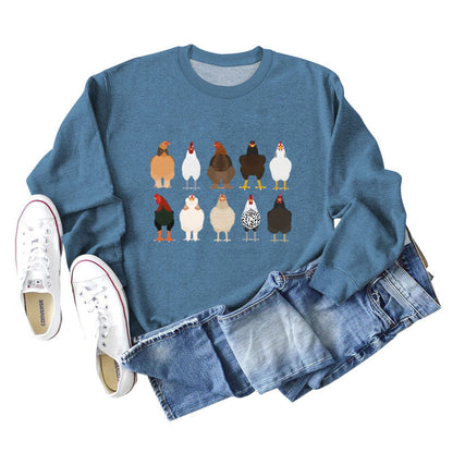 Sweatshirt mit Küken-Print in Übergröße - Blau - 2XL - image 6