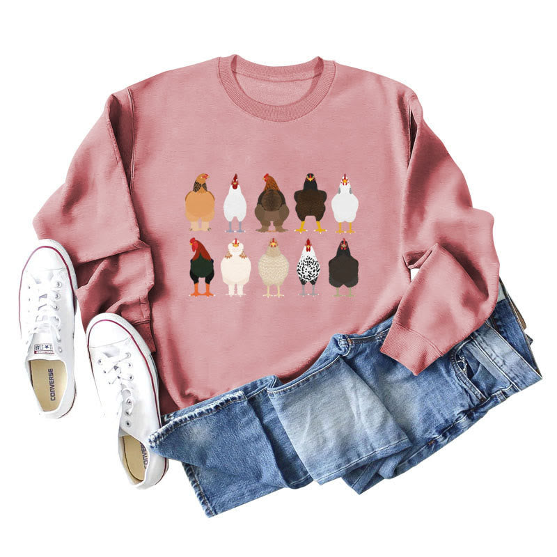 Sweatshirt mit Küken-Print in Übergröße - Dunkelrosa - 2XL - image 12