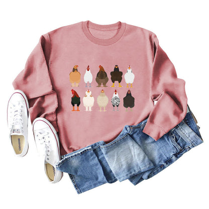 Sweatshirt mit Küken-Print in Übergröße - Dunkelrosa - 2XL - image 12