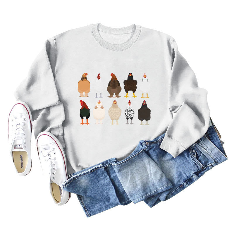 Sweatshirt mit Küken-Print in Übergröße - Weiß - 2XL - image 4