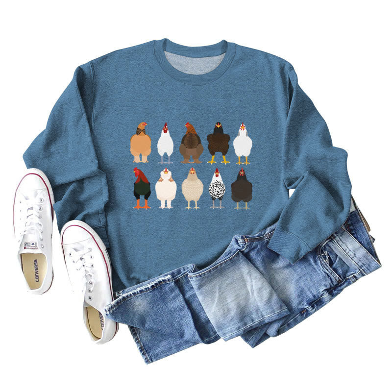 Sweatshirt mit Küken-Print in Übergröße - Blau - 2XL - image 7