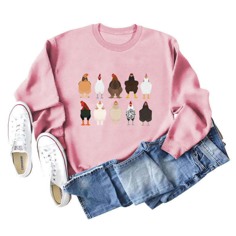 Sweatshirt mit Küken-Print in Übergröße - Rosa - 2XL - image 7