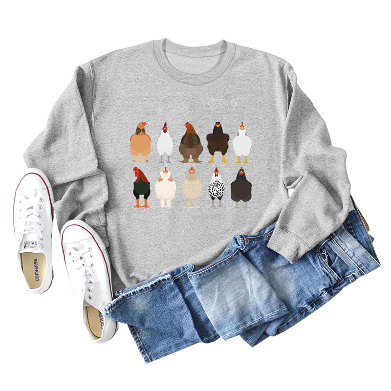 Sweatshirt mit Küken-Print in Übergröße - Grau - 2XL - image 3
