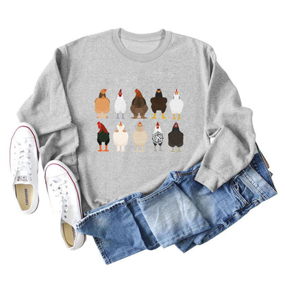 Sweatshirt mit Küken-Print in Übergröße - Grau - 2XL - image 3