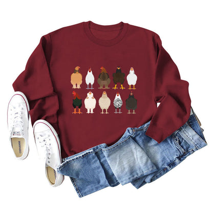 Sweatshirt mit Küken-Print in Übergröße - Wein - 2XL - image 10