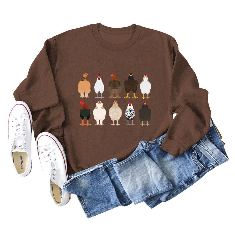 Sweatshirt mit Küken-Print in Übergröße - Kaffee - 2XL - image 9