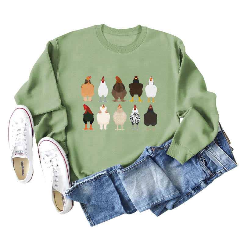 Sweatshirt mit Küken-Print in Übergröße - Olivgrün - 2XL - image 14