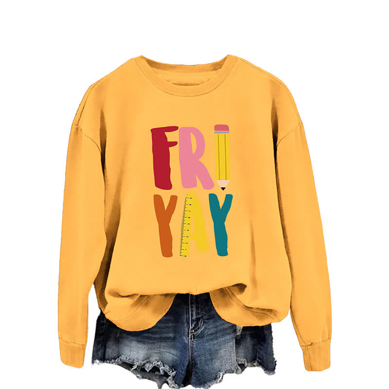 Plus Size Friday Sweatshirt mit Bleistift-Print - Gelb - 2XL - image 6
