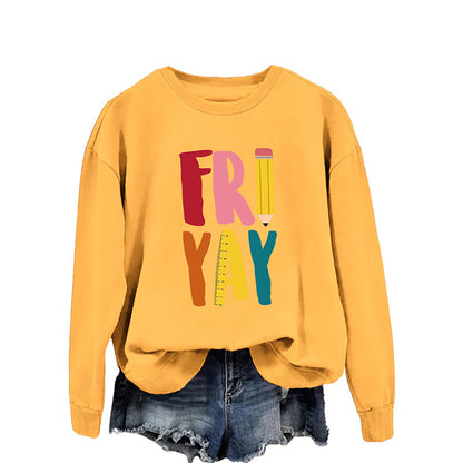 Plus Size Friday Sweatshirt mit Bleistift-Print - Gelb - 2XL - image 6