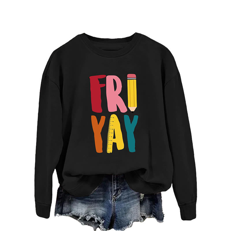 Plus Size Friday Sweatshirt mit Bleistift-Print - Schwarz - 2XL - image 3