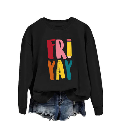 Plus Size Friday Sweatshirt mit Bleistift-Print - Schwarz - 2XL - image 3