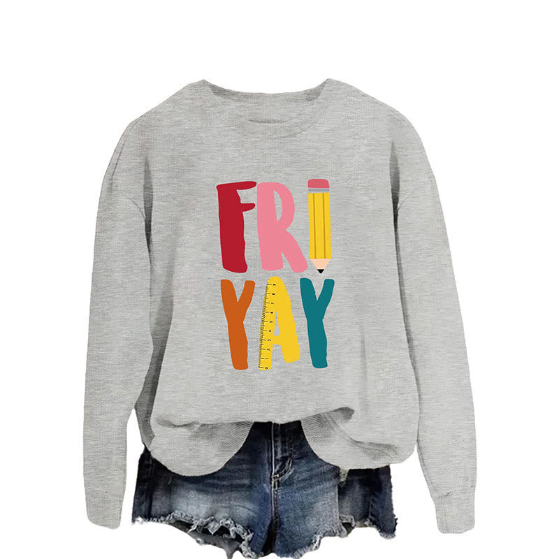 Plus Size Friday Sweatshirt mit Bleistift-Print