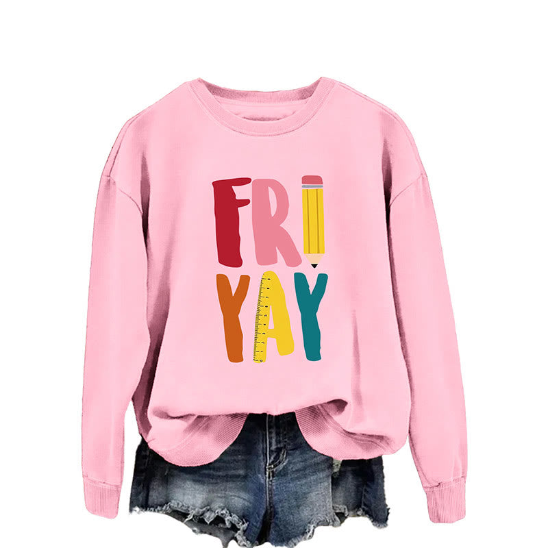 Plus Size Friday Sweatshirt mit Bleistift-Print - Rosa - 2XL - image 7