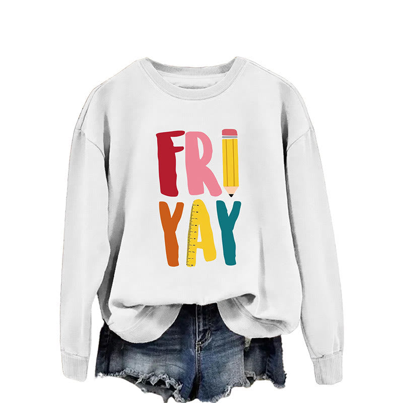 Plus Size Friday Sweatshirt mit Bleistift-Print - Weiß - 2XL - image 2