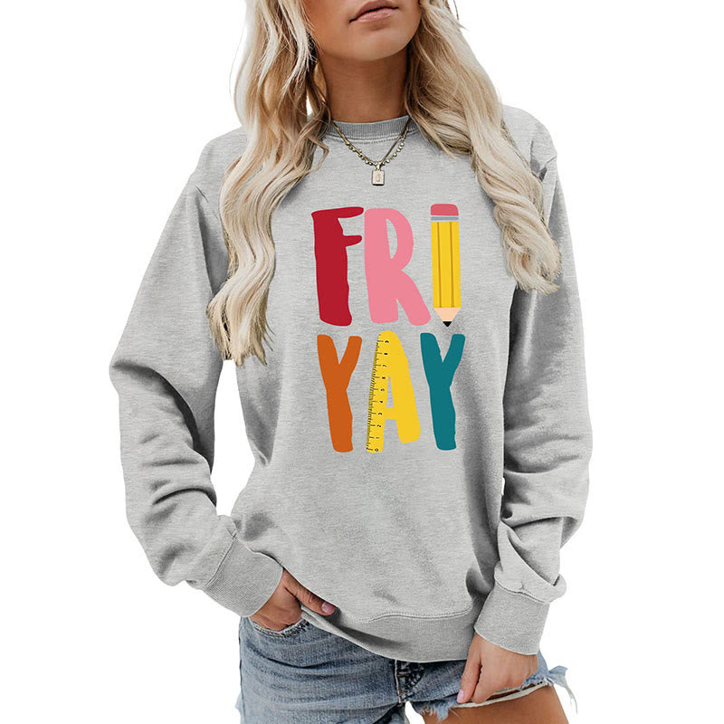 Plus Size Friday Sweatshirt mit Bleistift-Print - image 18