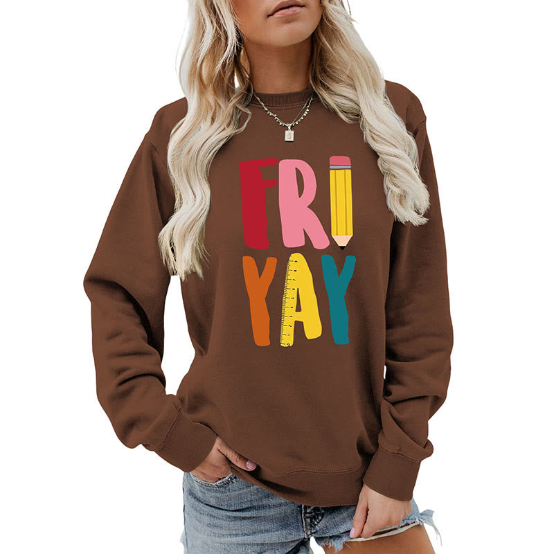 Plus Size Friday Sweatshirt mit Bleistift-Print