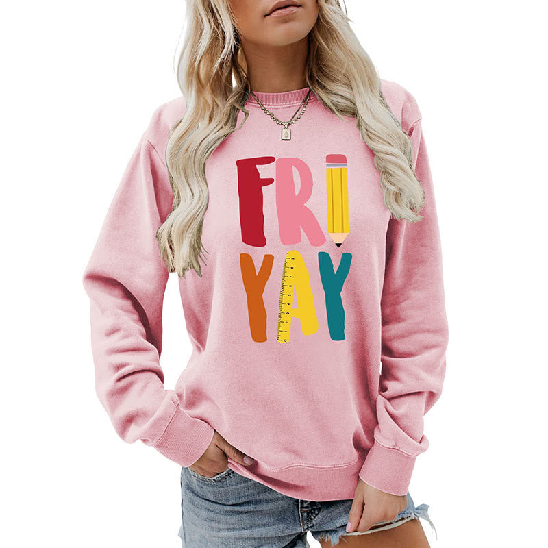 Plus Size Friday Sweatshirt mit Bleistift-Print